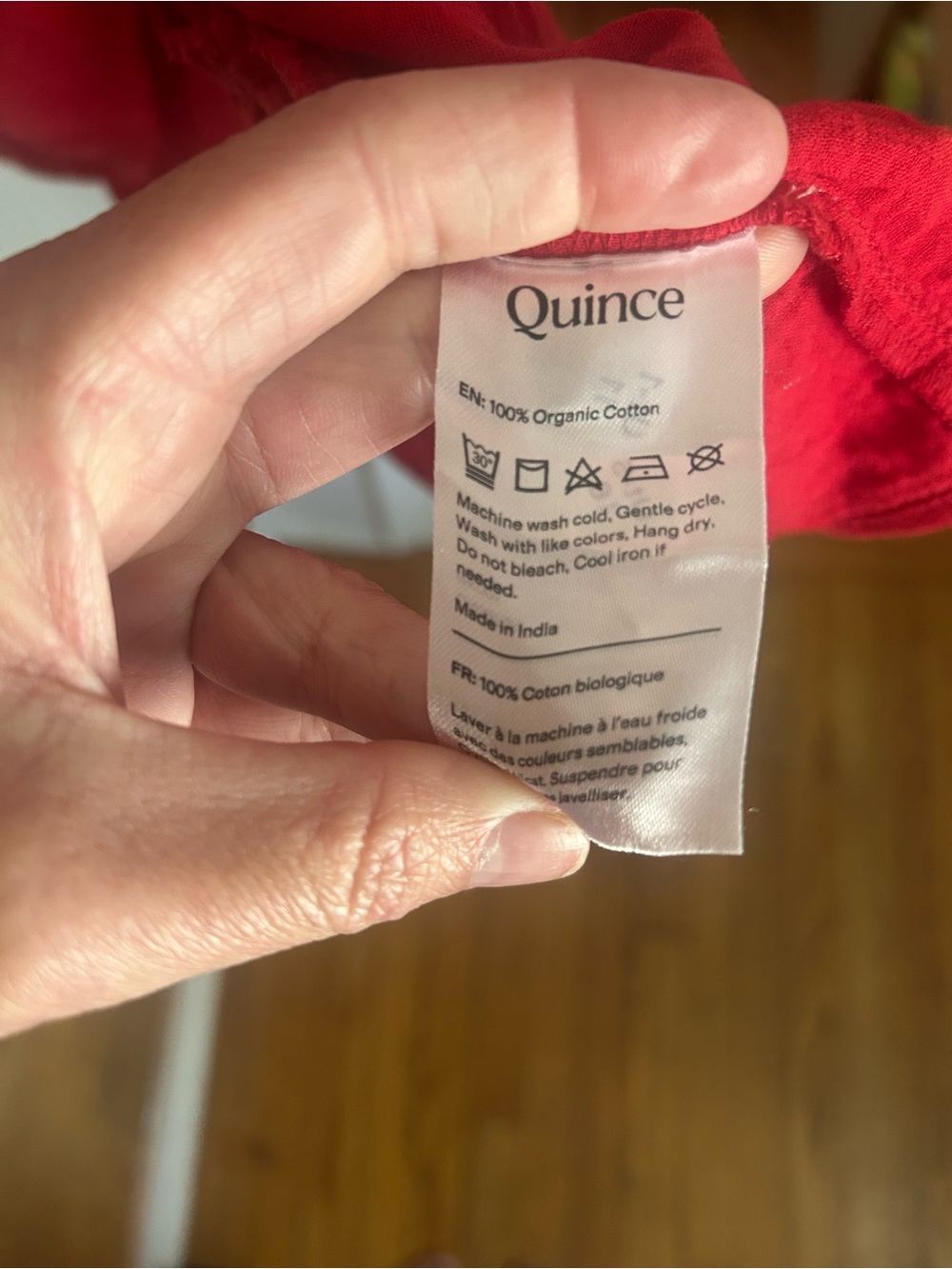 Quince Women's Red Button-Front Tunic Tiered Dress - Picture 5 of 6